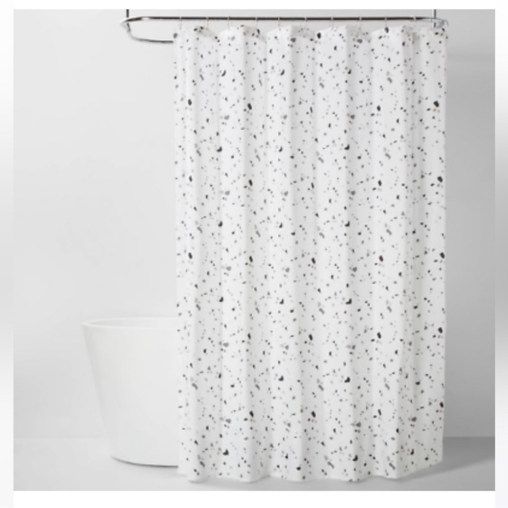 Shower Curtain White Grey Black Speckled - Modern Bathroom Shower Curtain